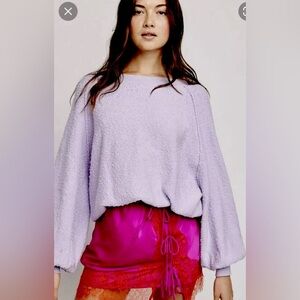 Free People Found My Friend Boucle Lilac Pullover Sweater Size Small